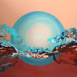 acrylgiet,blauwebol,beige,steenrood