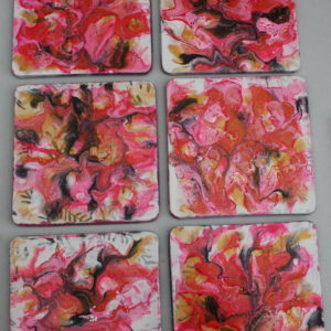 onderzetters, 6 stuks, rood